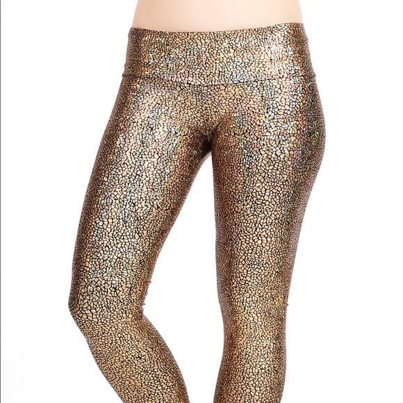 Purusha People Gold Metallic Leggings Size L - Picture 4 of 5